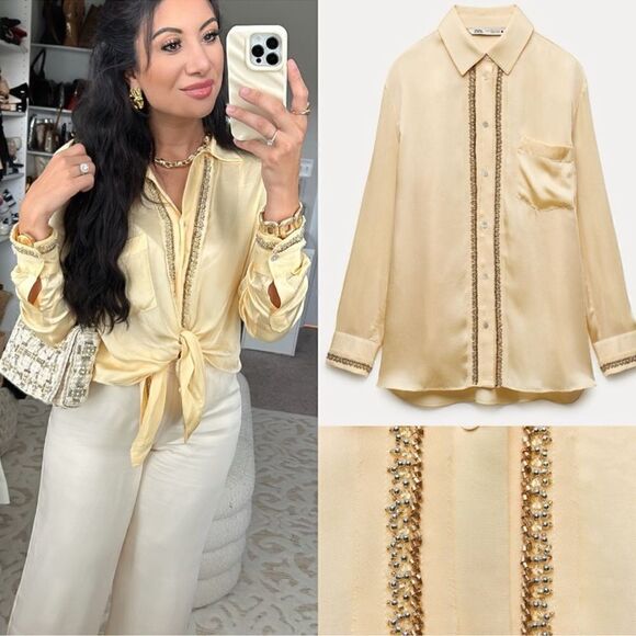 ZARA LONG SEQUIN SHIRT ZW COLLECTION - Picture 3 of 13